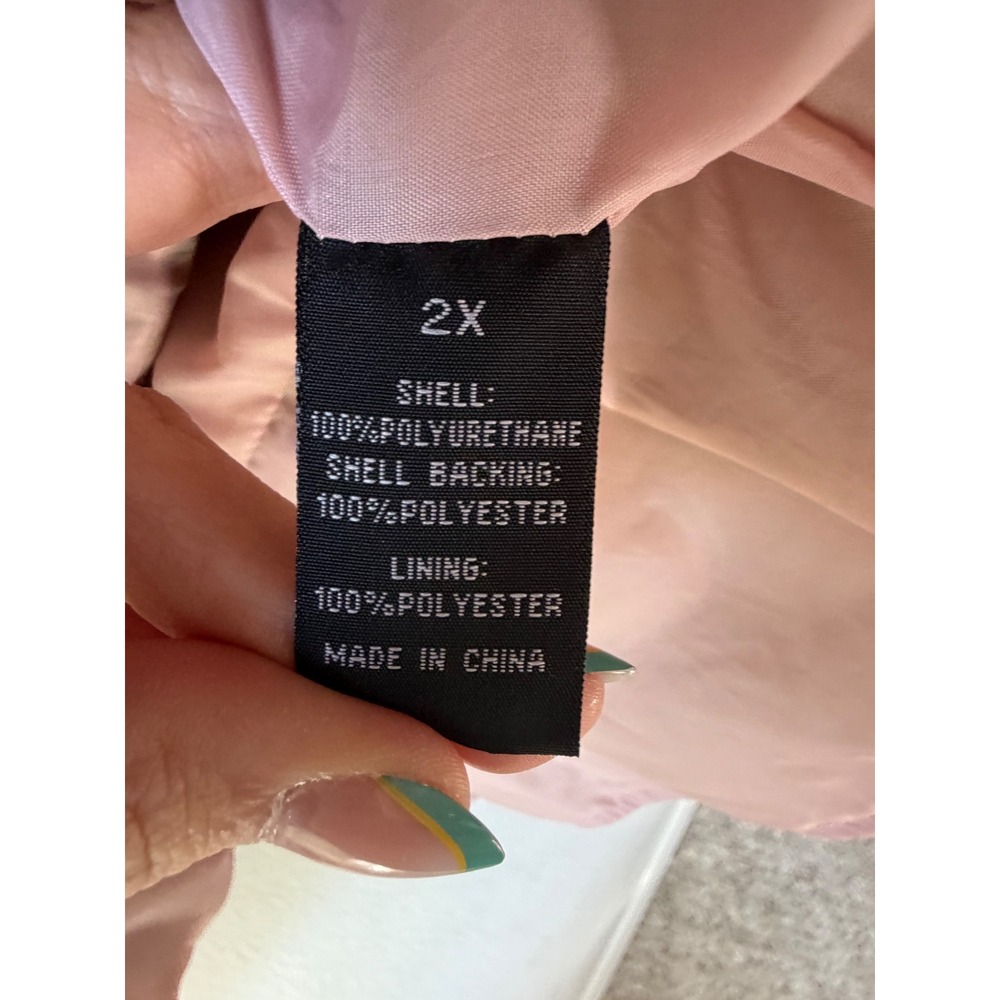 Baccini Dusty Pink Faux Leather Peplum Jacket Plus Size 2X Mock Neck Zip Front - Picture 8 of 9